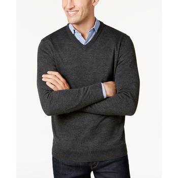 Men's Solid V-Neck Merino Wool Blend Sweater, Created for Macy's,价格$26.23起