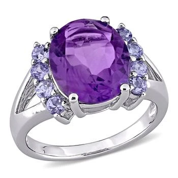 Mimi & Max | Mimi & Max 4 3/5ct TGW Oval Cut Amethyst and Tanzanite Split Shank Ring in Sterling Silver,商家Premium Outlets,价格¥406