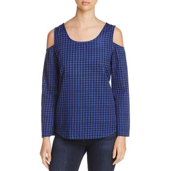 Love Stitch直邮, Side Stitch | Side Stitch Womens Cold Shoulder Plaid Pullover Top商品图片 0.4折×额外9折, 额外九折