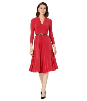 Tommy Hilfiger | Long Sleeve V-Neck Jersey Dress with Pleated Skirt 