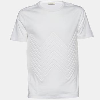 推荐Bottega Veneta White Cotton Embossed Zig Zag Crew Neck T-Shirt S商品