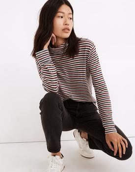 女装Madewell, Madewell | Whisper Cotton Turtleneck in Herrick Stripe商品图片 5.7折