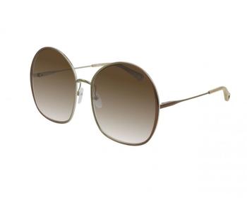 Chloé | Brown Gradient Round Ladies Sunglasses CH0014S 003 62商品图片,4.9折