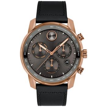 推荐Bold Verso Men's Swiss Chronograph Black Leather Strap Watch 44mm商品