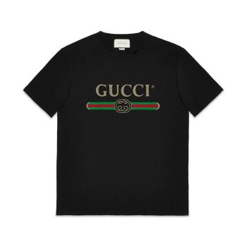 推荐【预售3-7天】GUCCI/古驰  经典款女士黑色印花字母大码短袖T恤商品