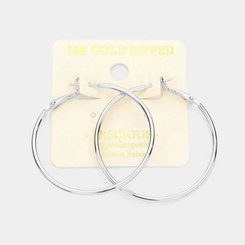 FASHNZFAB | 14K White Gold Dipped Metal Hoop Earrings - Rhodium,商家Premium Outlets,价格¥187