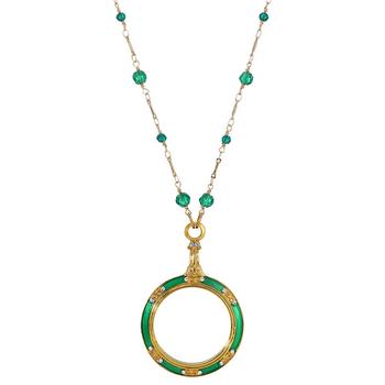 商品2028 | 14k Gold-Plated Green Enamel Magnifier with Glass Beads Necklace,商家Macy's,价格¥895图片