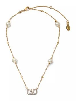 Valentino | VLogo Signature Metal Necklace with Swarovski® Crystals and Pearls,商家Saks Fifth Avenue,价格¥7427
