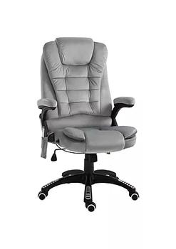 商品Ergonomic Vibrating Massage Office Chair High Back Executive Heated Chair with 6 Point Vibration Reclining Backrest Padded Armrest Grey图片