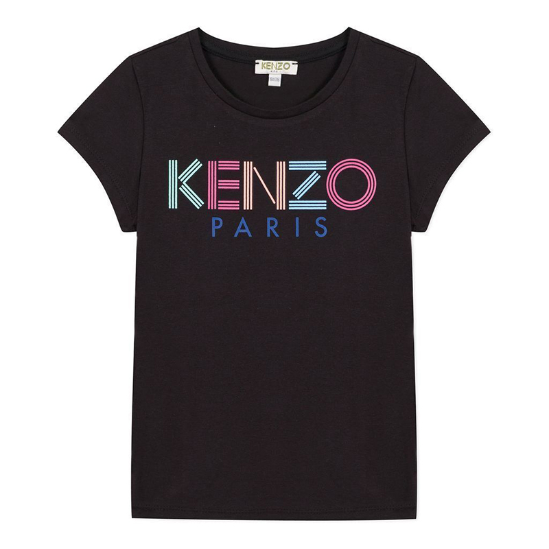 推荐KENZO 女童黑色棉质徽标T恤 KQ10178-02商品