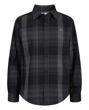 Calvin Klein | Boys 8-20 CK Intricate Plaid Long Sleeve Shirt,商家Macy's,价格¥140