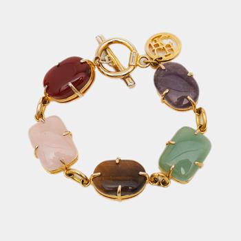商品Carolina Herrera CH Multicolored Gemstones Gold Tone Bracelet图片