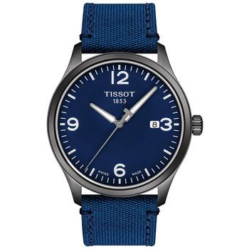 天梭手表男正品, Tissot | Men's Swiss Gent XL Blue Fabric Strap Watch 42mm商品图片 