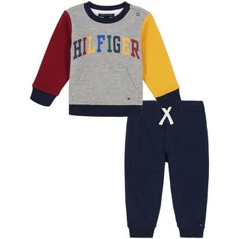 Tommy Hilfiger | Baby Boys Multi-Color Block Logo Crewneck Sweatsuit, 2 Piece Set 