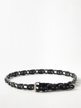 Yves Saint Laurent | Braided crocodile-effect patent-leather belt商品图片,