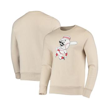 Majestic, Majestic | Men's Threads Oatmeal Cincinnati Reds Fleece Pullover Sweatshirt商品图片 7.4折