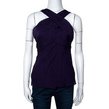 推荐Diane Von Furstenberg Purple Silk Draped Nikki Top S商品