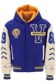 推荐Varsity bomber jacket with shearling sleeves商品