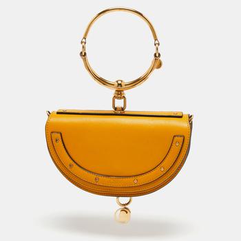 Chloé | Chloe Mustard Yellow Leather Nile Bracelet Minaudière Crossbody Bag商品图片,5.6折