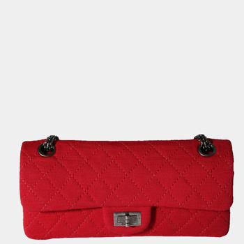 [二手商品] Chanel | Chanel Red Leather Jersey East West Reissue Double Flap Shoulder Bag商品图片,4.2折