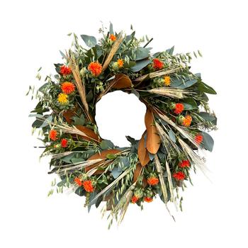 商品GreenishBlu | Fresh Real Seeded Eucalyptus, Oats, Safflower Dried Wheat and Magnolia Wreath,商家Macy's,价格¥707图片