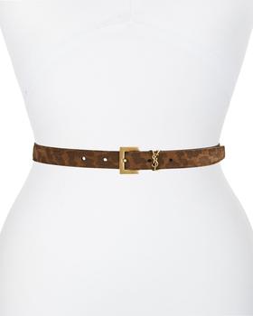 ysl皮带推荐, Yves Saint Laurent | YSL 20mm Leopard-Print Suede Leather Logo Belt商品图片 