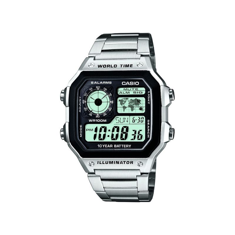 美国casio, Casio | Mens Casio World Time Alarm Chronograph Watch AE-1200WHD-1AVEF 卡西欧手表商品图片 7.4折