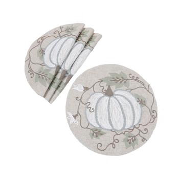 商品Harvest Pumpkins and Vines Crewel Embroidered Fall Placemats, Set of 4图片