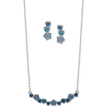 Anne Klein | Silver-Tone Color Crystal Statement Necklace & Drop Earrings Set商品图片,