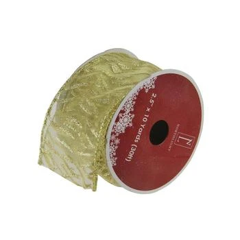 Northlight | Pack of 12 Sparkling Gold Lines Wired Christmas Craft Ribbon Spools - 2.5" x 120 Yards Total,商家Macy's,价格¥1458