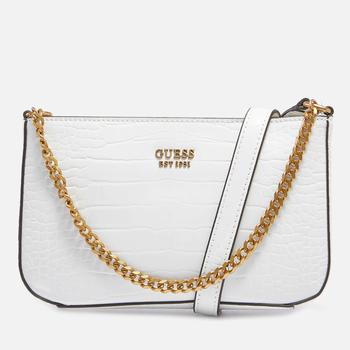 推荐Guess Women's Katey Croc Mini Top Zip Shoulder Bag - White商品