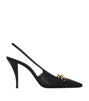 ysl高跟鞋评价, Yves Saint Laurent | Croc-Embossed Blade Slingback Pumps 90商品图片 