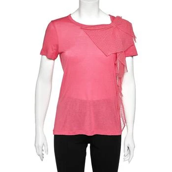 推荐RED Valentino Pink Modal Knit Bow Detail T-shirt L商品