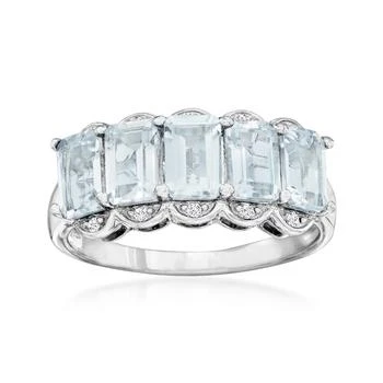 Ross-Simons Aquamarine Ring With Diamonds in Sterling Silver