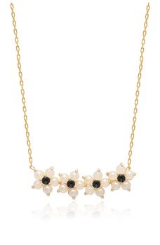 Gabi Rielle怎么样, Gabi Rielle | Mother of Pearl & Onyx Flower Pendant Necklace商品图片 5.3折