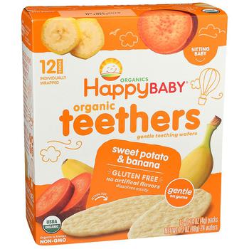 商品Happy Baby | 婴儿2段辅食有机磨牙华夫饼干 香蕉甜薯味 24只 48g,商家Walgreens,价格¥37图片