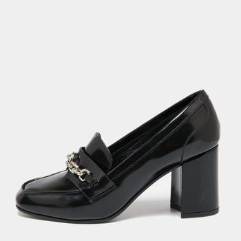 推荐Louis Vuitton Black Patent Leather Schoolgirl Loafer Pumps Size 37商品