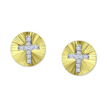 Giani Bernini | Cubic Zirconia Cross Disc Stud Earrings, Created for Macy's商品图片,2.5折