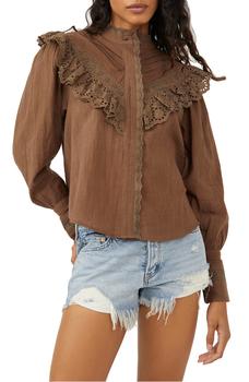 商品Free People | Hit the Road Ruffle Yoke Cotton Blouse,商家Nordstrom Rack,价格¥430图片
