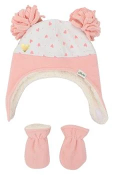 Little Me | Double Pompom Pilot Hat & Mittens Set,商家Nordstrom Rack,价格¥49