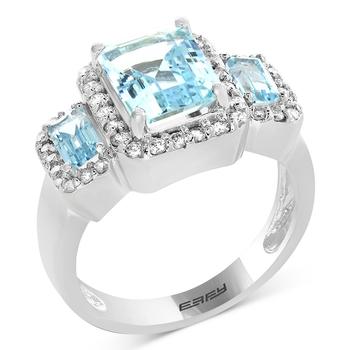 商品Effy | EFFY® Aquamarine (2-5/8 ct. t.w.) & Diamond (3/8 ct. t.w.) Triple Stone Ring in 14k White Gold,商家Macy's,价格¥13678图片