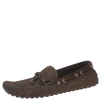 更多路易威登男鞋, [二手商品] Louis Vuitton | Louis Vuitton Brown Petit Damier Suede Bow Loafers Size 44商品图片 7.7折, 满1件减$100, 满减