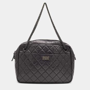 chanel包, [二手商品] Chanel | Chanel Metallic Black Quilted Aged Leather Large Reissue Camera Bag商品图片 9.4折, 满1件减$100, 满减