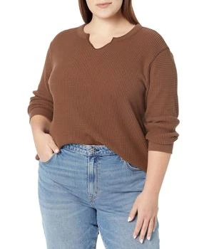 Madewell | Plus (Re)sourced Waffle Split-Neck Crop Tee 8.7折