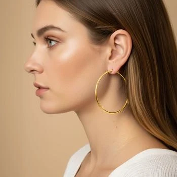 FASHNZFAB | 14K Gold Dipped Classic Pin Catch Hoop Earrings - Gold,商家Premium Outlets,价格¥201
