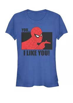 推荐Spider-Man You... I Like You! Vintage Portrait Panel Short Sleeve Graphic T-Shirt商品