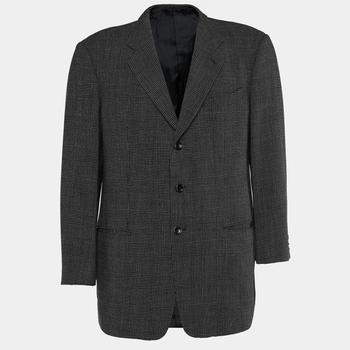 推荐Armani Collezioni Grey Checkered Wool Single Breasted Blazer XL商品