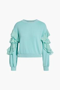推荐Evalyn cropped ruffled French cotton-blend terry sweatshirt商品