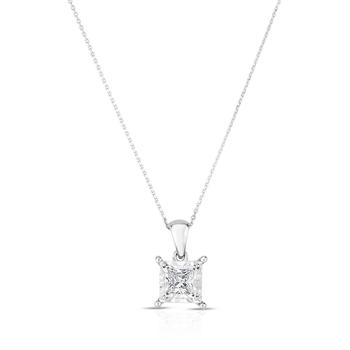 推荐Diamond Princess Solitaire Plus 18" Pendant Necklace (3/4 ct. t.w.) in 14k White Gold商品