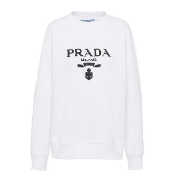 Prada | 【预售3-7天】PRADA/普拉达 21年秋冬 女士白色平纹针织圆领Oversize街头风卫衣134631_1ZT7_F0964_S_202商品图片,8折, 包邮包税